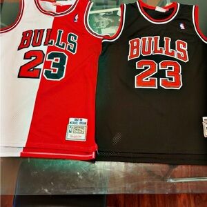 Jordan jerseys Bulls Red and Black Jerseys